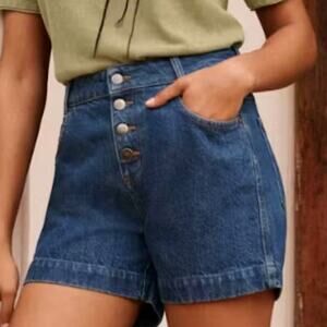 Wrap London Women's Blue High-waisted Denim Shorts Size 4